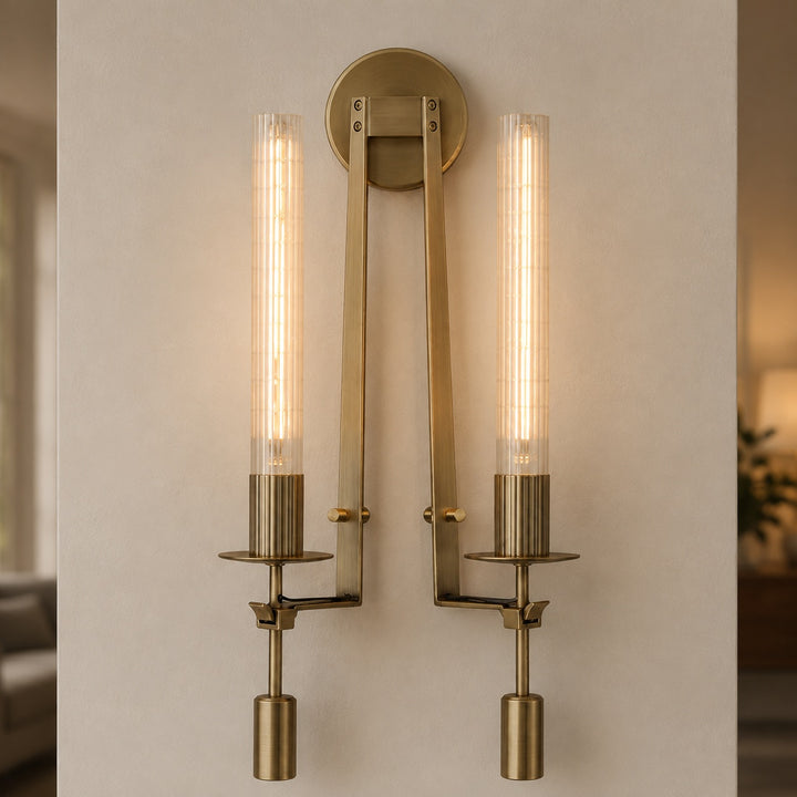 Classic French Style Wall Sconce Lighting with Metal Frame and Glass Shade for Elegant Ambiance