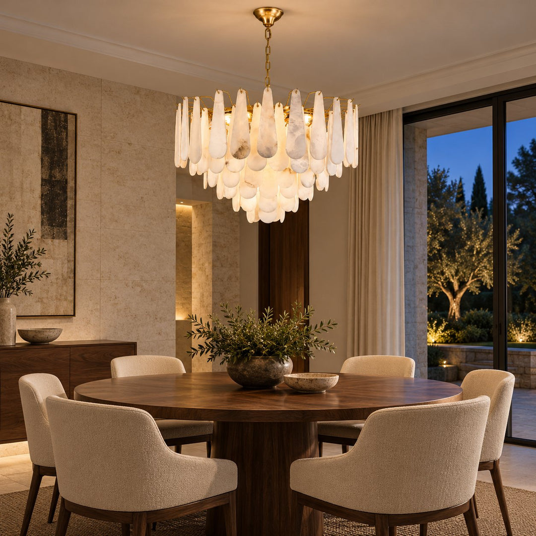 Modern Chandelier Ceiling Light Hanging Metal Frame Adjustable for Dining Room Illumination