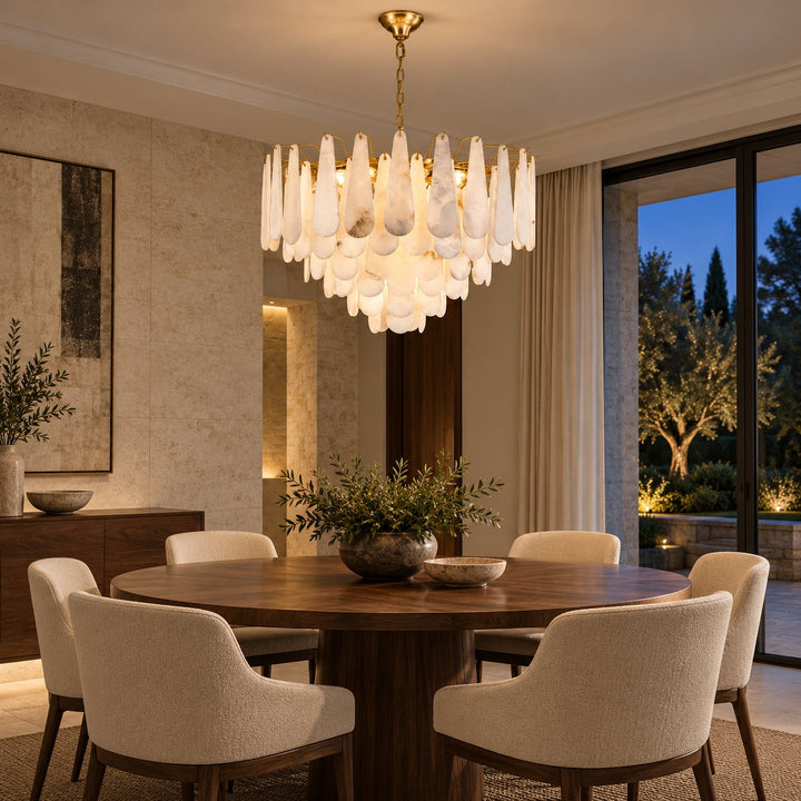 Modern Chandelier Ceiling Light Hanging Metal Frame Adjustable for Dining Room Illumination