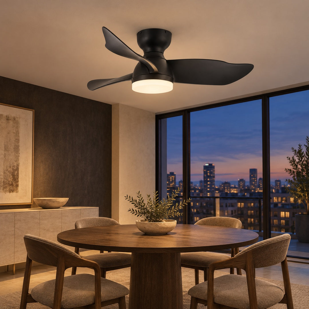 Modern Ceiling Fan Light Wall Mounted Metal Frame Adjustable LED 71cm