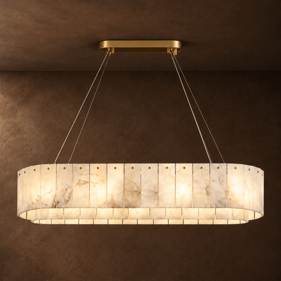 Modern Chandelier Ceiling Light Alabaster Stone Fixture Dimmable Indoor Decorative Lighting
