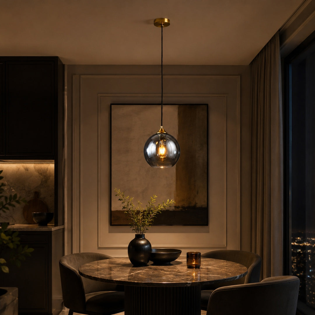Modern Glass Pendant Light Adjustable Height LED for Kitchen Island Lighting