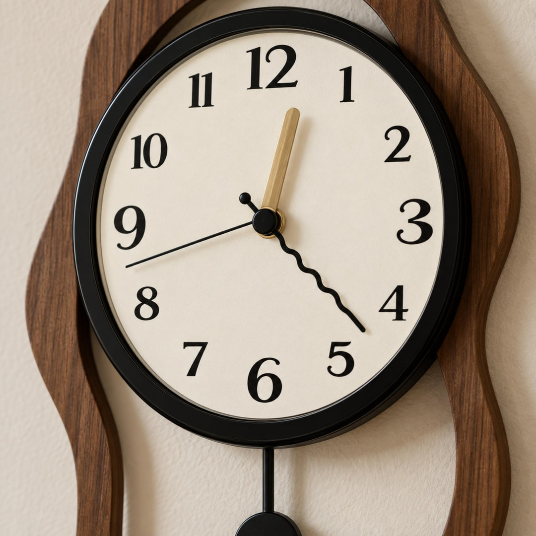 Modern Wall Clock Decor Acrylic Wood Finish Quiet Operation for Home and Office Spaces