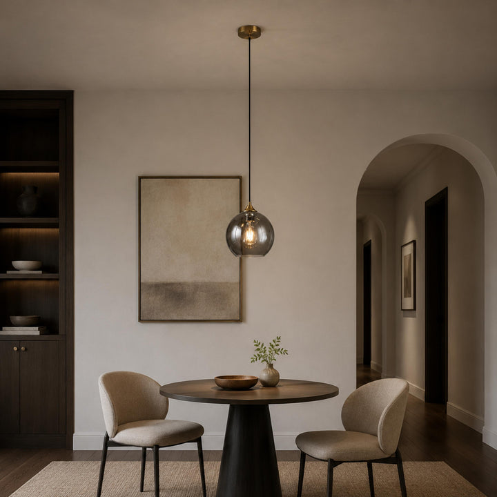 Modern Glass Pendant Light Adjustable Height LED for Kitchen Island Lighting