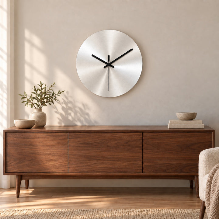 Modern Minimalist Wall Clock Ultra-Slim Stainless Steel Silent Quartz Design for Home Decor