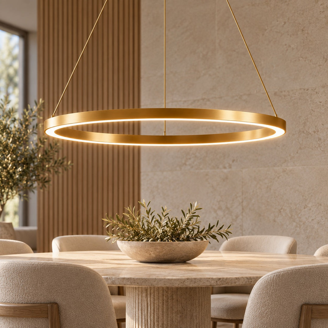 Modern LED Chandelier Light Hanging Aluminum Adjustable Dimmable Acrylic Diffuser Three Sizes
