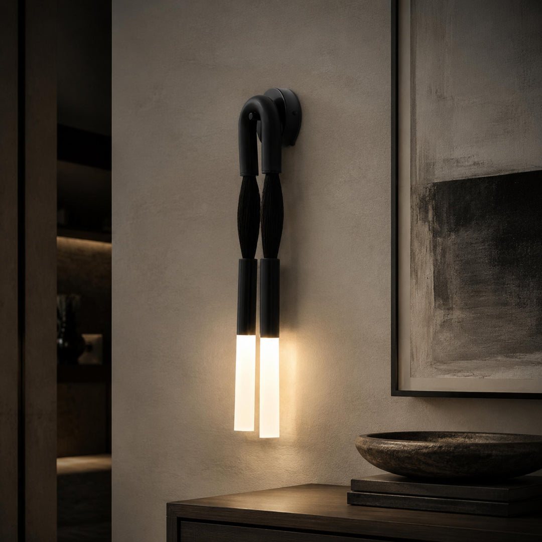 Modern Wall Lamp Flush Mount Metal LED Adjustable Lighting with Horsehair Accent