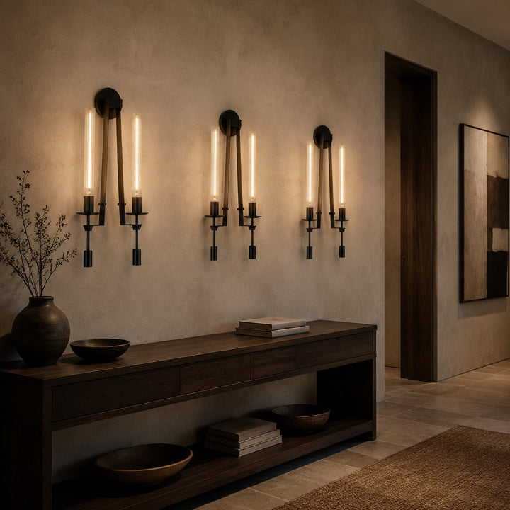 Classic French Style Wall Sconce Lighting with Metal Frame and Glass Shade for Elegant Ambiance