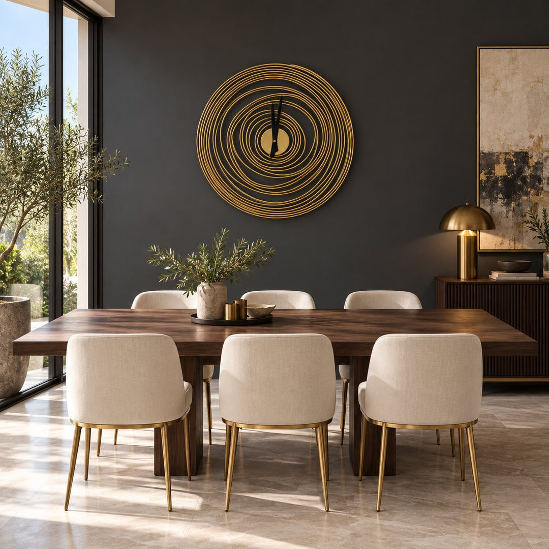 Modern Round Wall Clock Large Metal Quiet Mechanism 49cm Diameter for Kitchen and Home Decor
