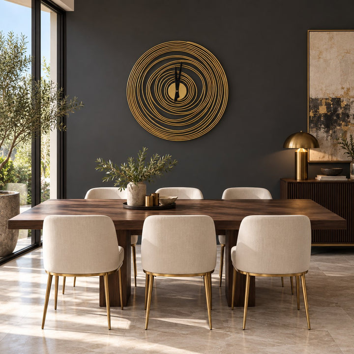Modern Round Wall Clock Large Metal Quiet Mechanism 49cm Diameter for Kitchen and Home Decor