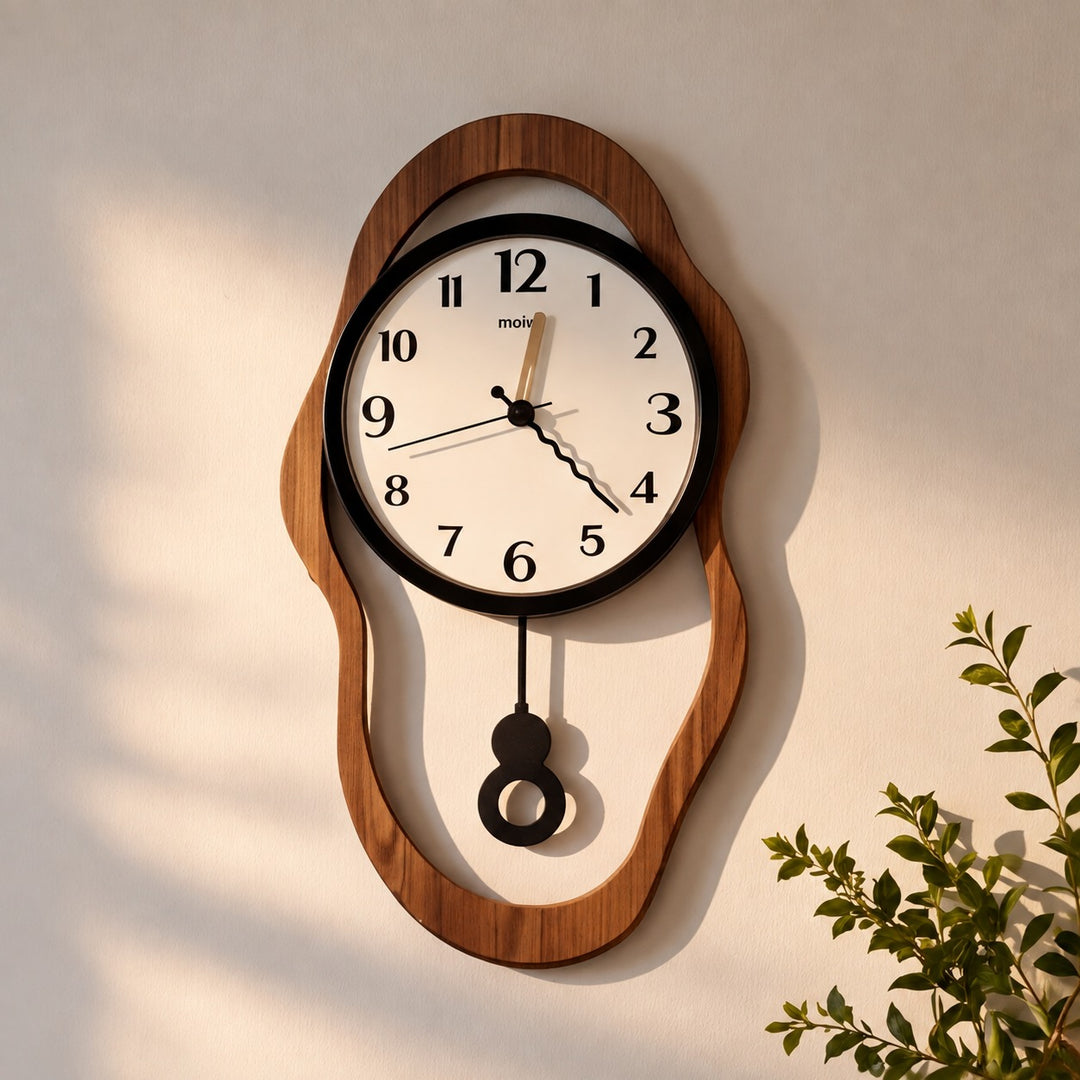 Modern Wall Clock Decor Acrylic Wood Finish Quiet Operation for Home and Office Spaces
