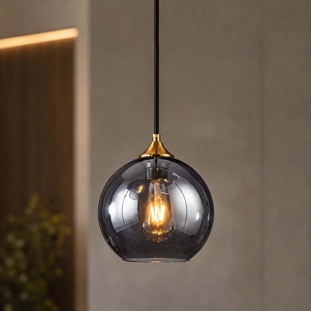 Modern Glass Pendant Light Adjustable Height LED for Kitchen Island Lighting