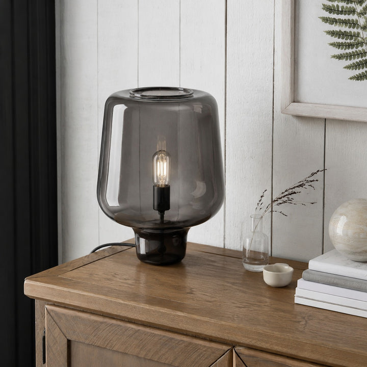 Contemporary Glass Table Lamp with Inline On/Off Switch LED Compatible for Living Room or Bedroom