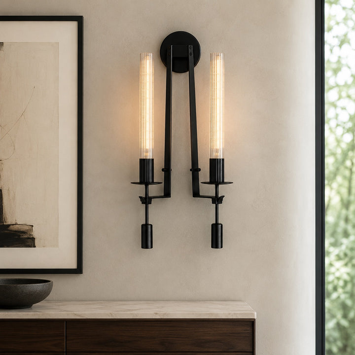 Classic French Style Wall Sconce Lighting with Metal Frame and Glass Shade for Elegant Ambiance