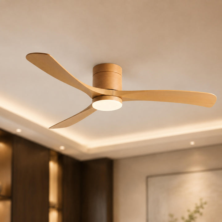 Modern Flush Mount Ceiling Fan with Lights LED Dimmable 2400 Lumens Quiet DC Motor