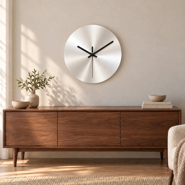 Modern Minimalist Wall Clock Ultra-Slim Stainless Steel Silent Quartz Design for Home Decor