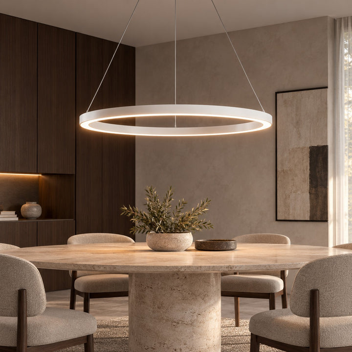 Modern LED Chandelier Light Hanging Aluminum Adjustable Dimmable Acrylic Diffuser Three Sizes