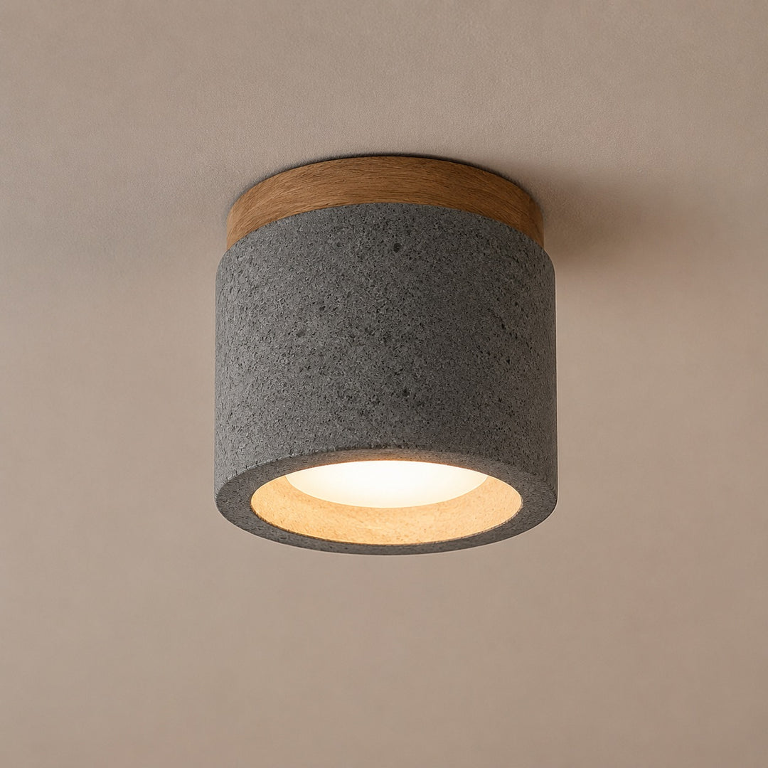 Modern Minimalist Flush Mount Ceiling Light Cement LED Adjustable Color Temperature 685 Lumens