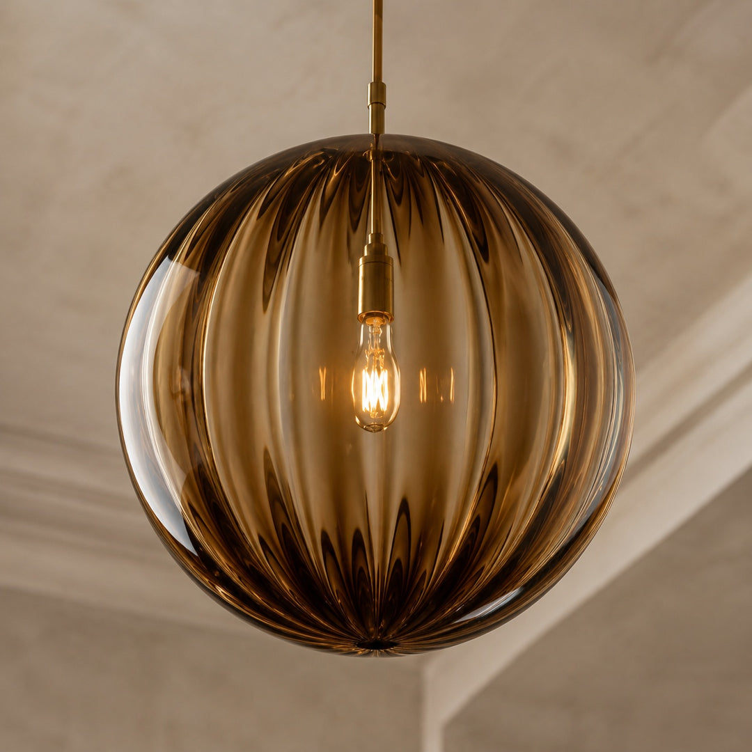 Modern Glass Pendant Light Hanging Adjustable Cord LED Compatible 20cm Diameter