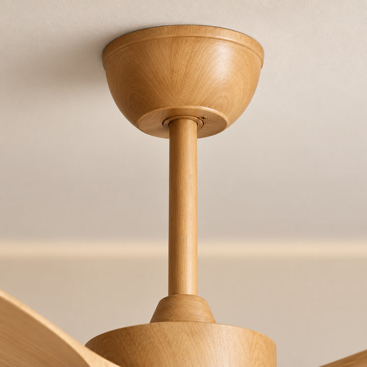 Modern Industrial Ceiling Fan Light Flush Mount Imitation Wood Blades Integrated LED