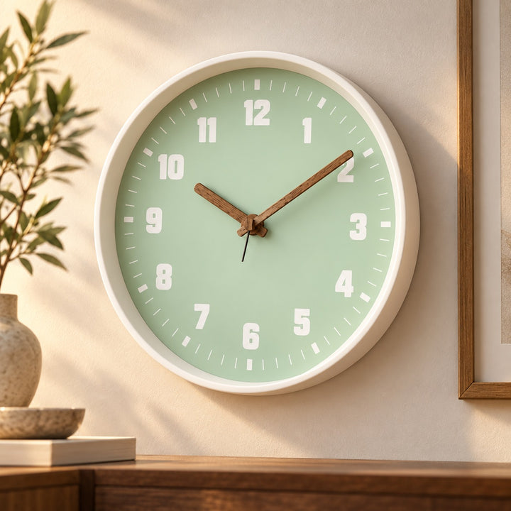 Modern Wall Clock Bamboo Wood Circular Design Noiseless Quartz Movement 30cm Home Decor
