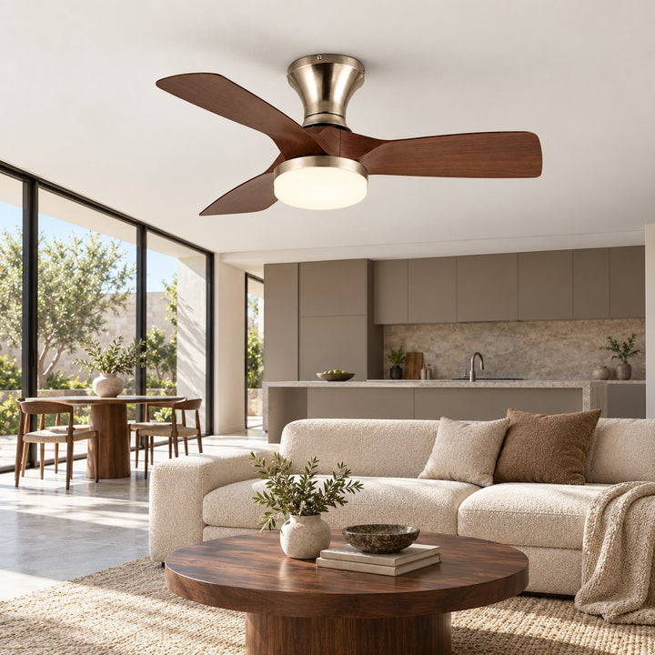 Modern Ceiling Fan Light Wall Mounted Metal Frame Adjustable LED 71cm
