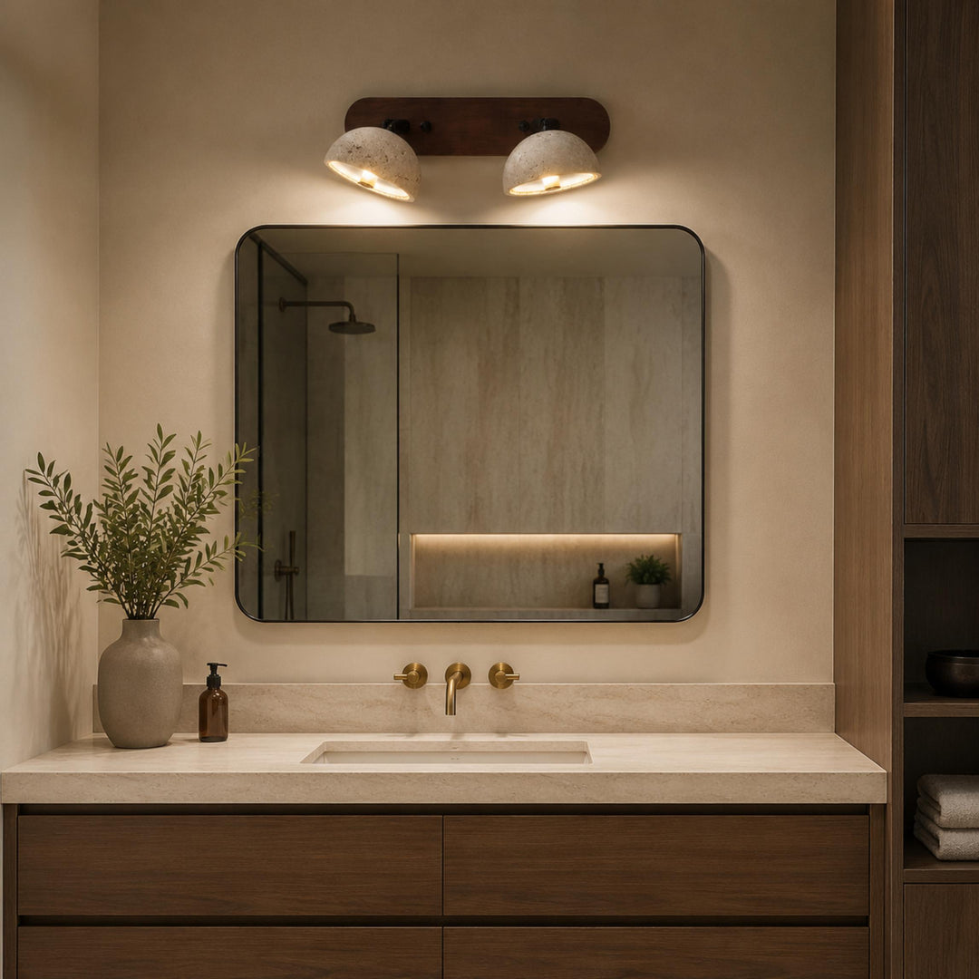 Modern Adjustable Vanity Light Fixture in Travertine with Dimmable LED for Bathroom Lighting