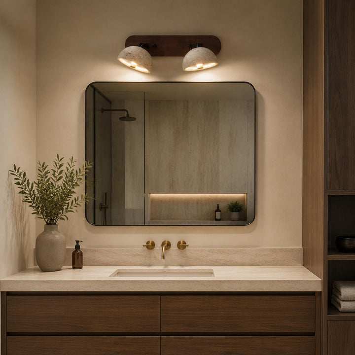 Modern Adjustable Vanity Light Fixture in Travertine with Dimmable LED for Bathroom Lighting
