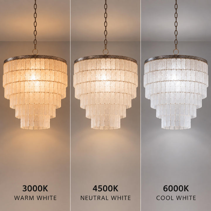 Modern Chandelier Light Ceiling Mounted Natural Shell Adjustable Height for Dining Room