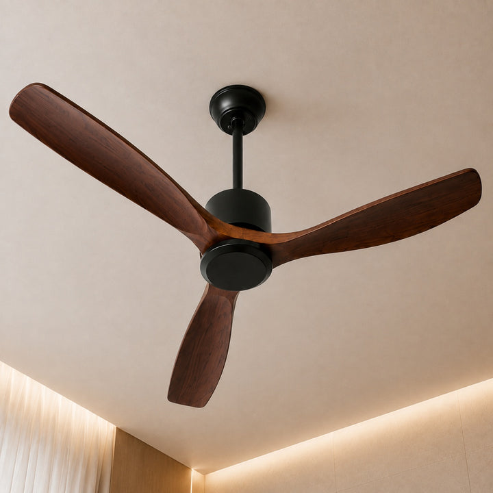 Modern Ceiling Fan 60 Inch Flush Mount Wood Blades Energy Efficient Remote Control Dimmable