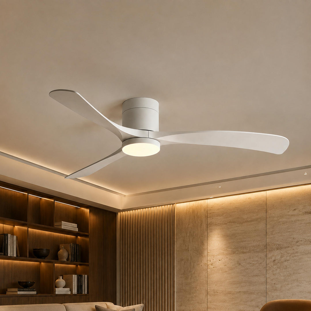 Modern Flush Mount Ceiling Fan with Lights LED Dimmable 2400 Lumens Quiet DC Motor