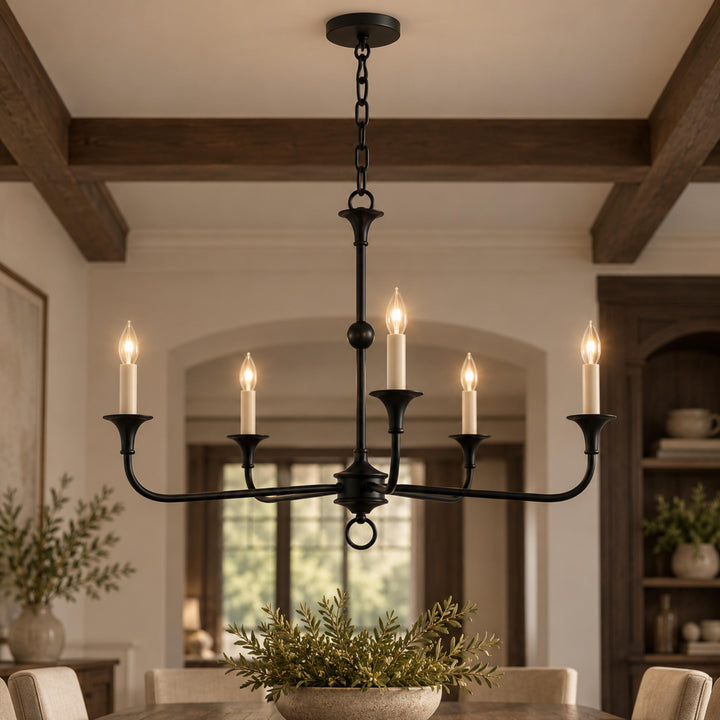 Modern Multi-Arm Black Chandelier Adjustable Ceiling Light Brass Candelabra 5-6 Bulb E14