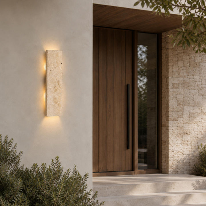 Modern Outdoor Wall Light Dimmable LED Wall Mounted Natural Stone IP65 Rated Exterior Wall Sconce