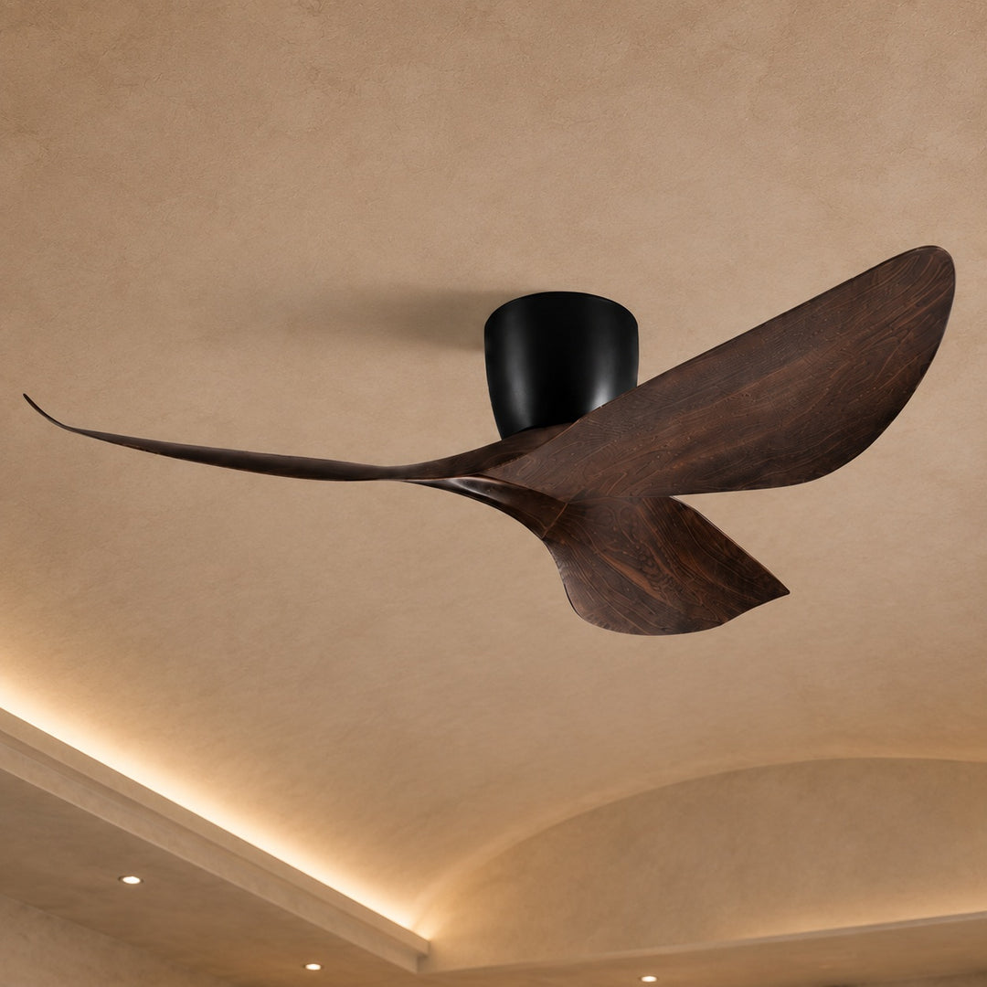 Modern Minimalist Flush Mount Ceiling Fan with Remote Control Quiet DC Motor ABS Blades