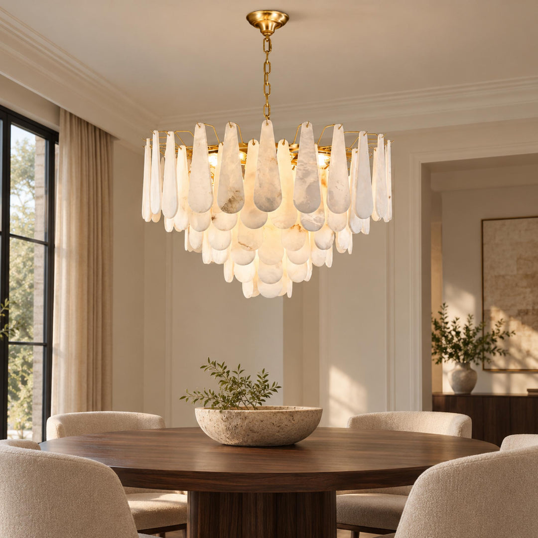 Modern Chandelier Ceiling Light Hanging Metal Frame Adjustable for Dining Room Illumination