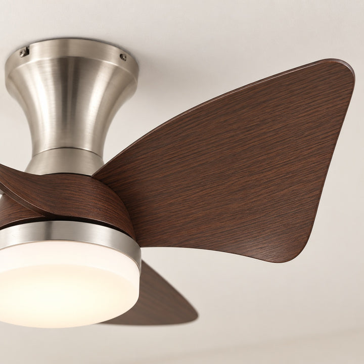 Modern Ceiling Fan with Lights Flush Mount Metal Frame ABS Blades Integrated LED 6-Speed Control