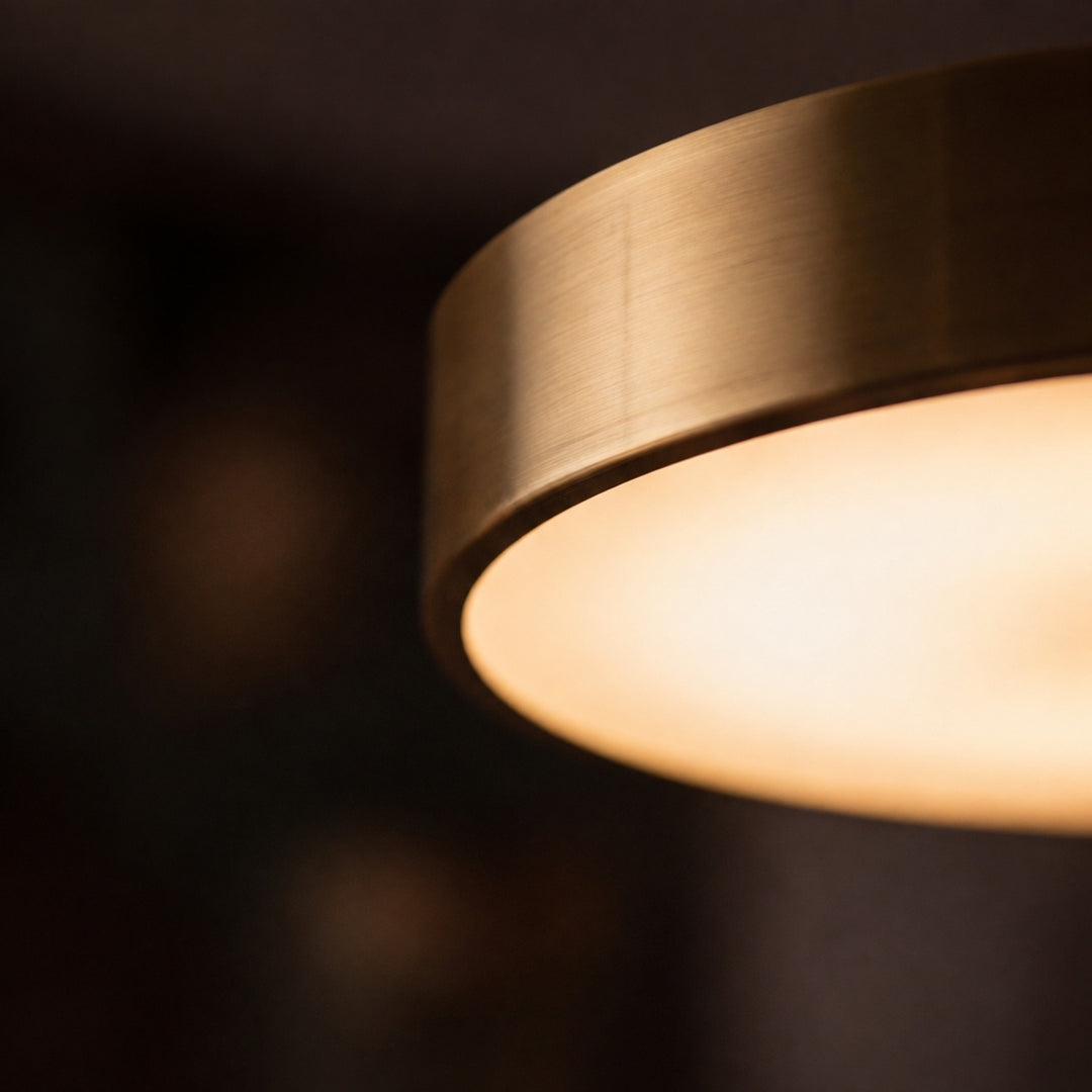 Nordic Style LED Flush Mount Ceiling Light Adjustable Color Temperature Acrylic Shade Copper Finish