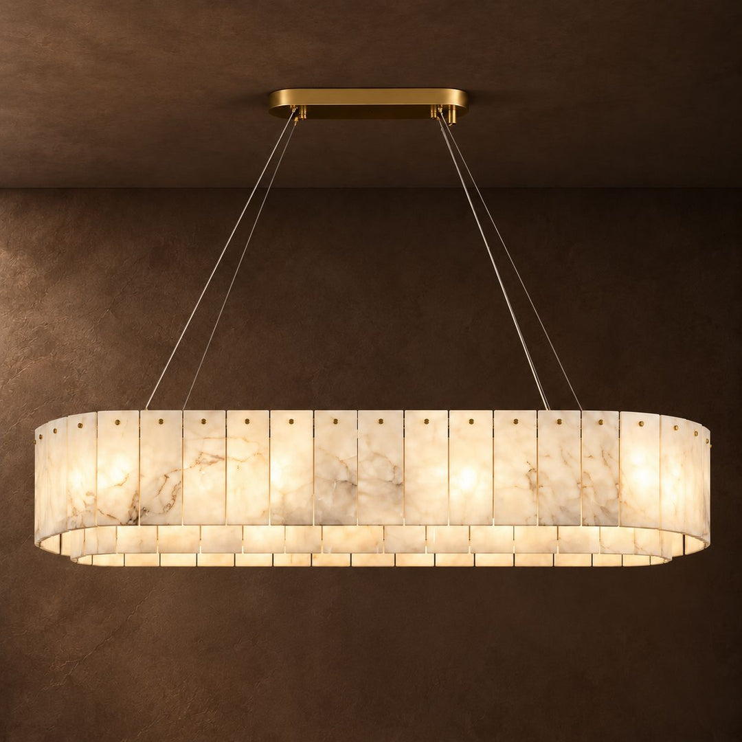 Modern Chandelier Ceiling Light Alabaster Stone Fixture Dimmable Indoor Decorative Lighting