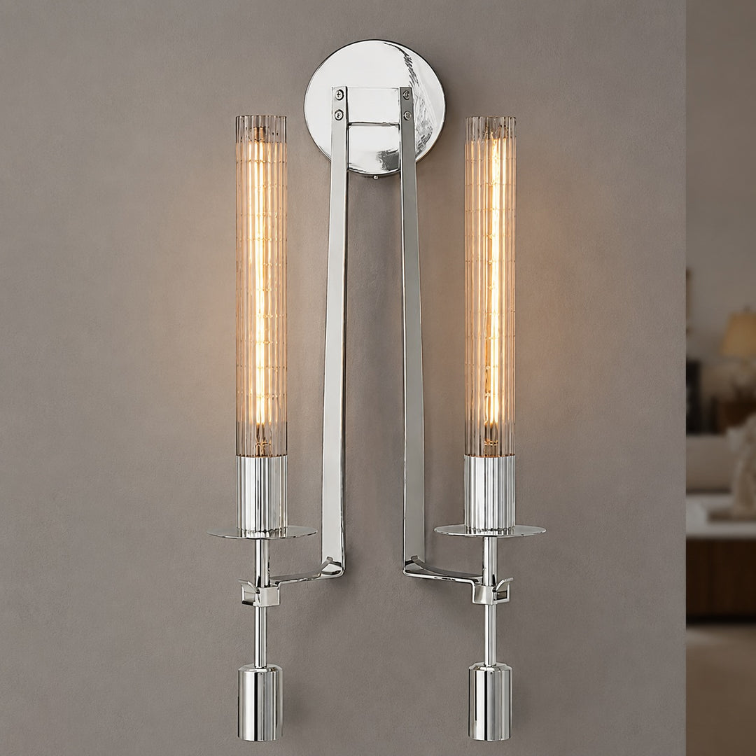Classic French Style Wall Sconce Lighting with Metal Frame and Glass Shade for Elegant Ambiance