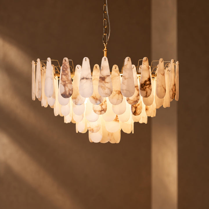 Modern Chandelier Ceiling Light Hanging Metal Frame Adjustable for Dining Room Illumination