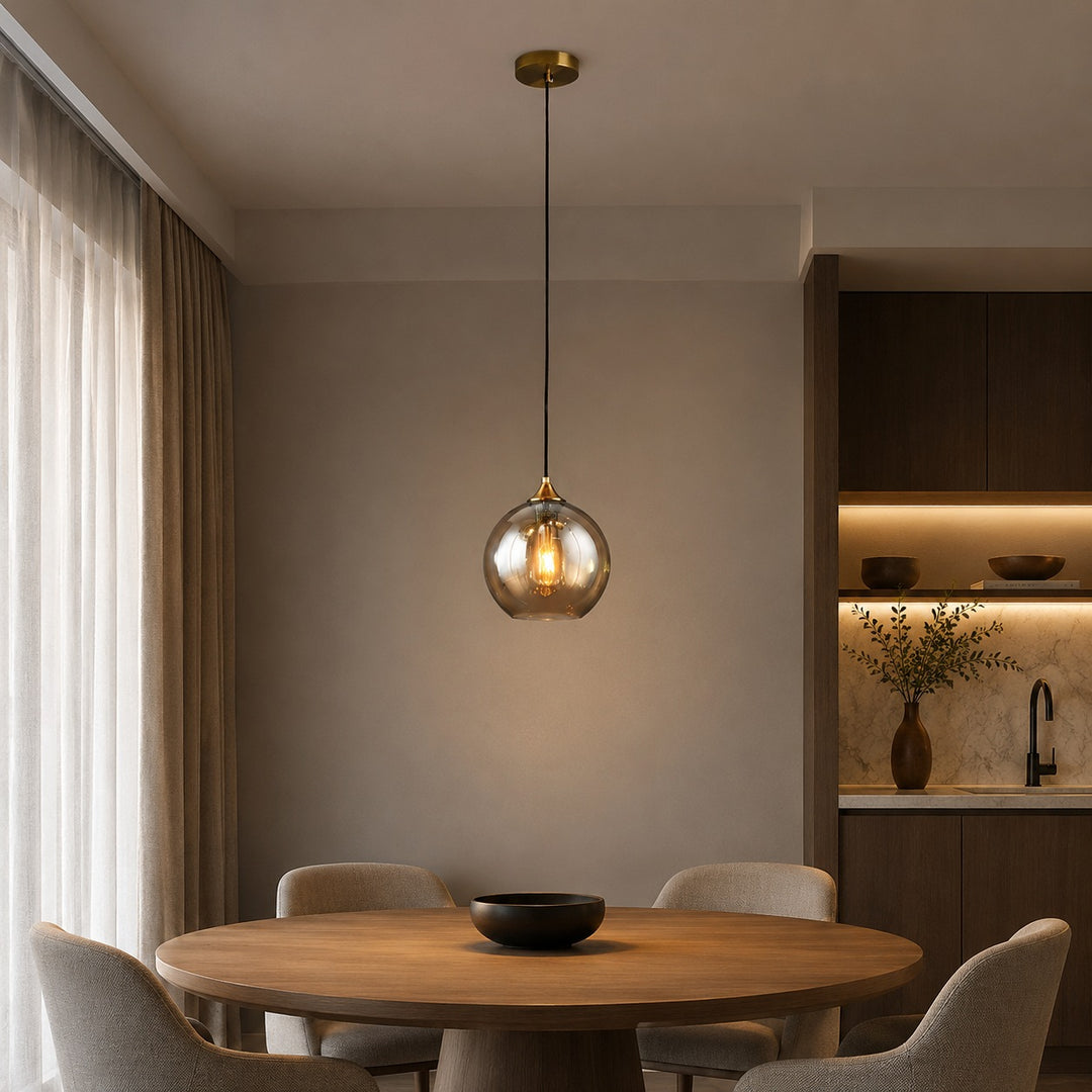 Modern Glass Pendant Light Adjustable Height LED for Kitchen Island Lighting