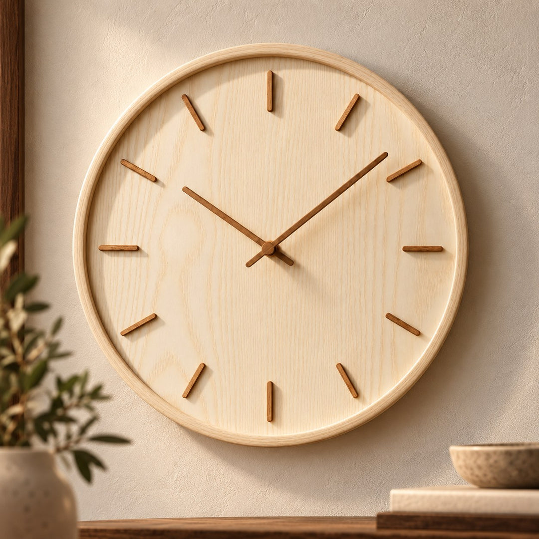 Modern Wall Clock Solid Wood Silent Sweep Design for Home Office Wall Clock Decor
