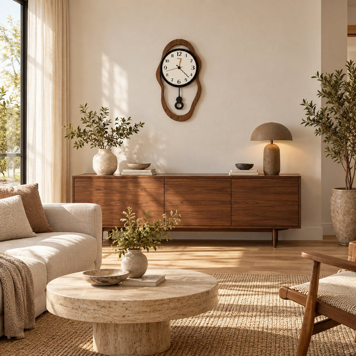 Modern Wall Clock Decor Acrylic Wood Finish Quiet Operation for Home and Office Spaces