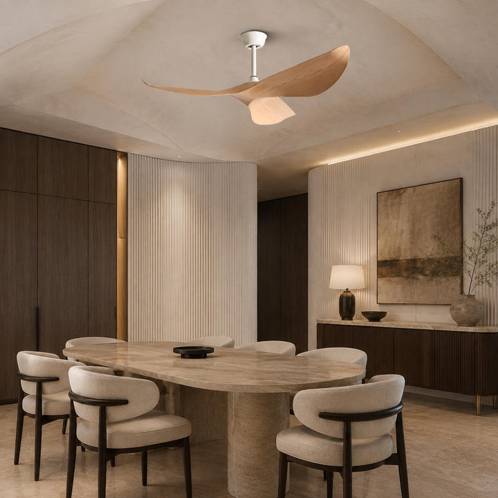 Modern Flush Mount Ceiling Fan with Remote Control DC Motor 6-Speed ABS Blades for Quiet Airflow