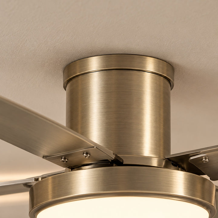 Modern Ceiling Fan with Lights Flush Mount Iron Frame 48W LED Dimmable 6-Speed DC Motor