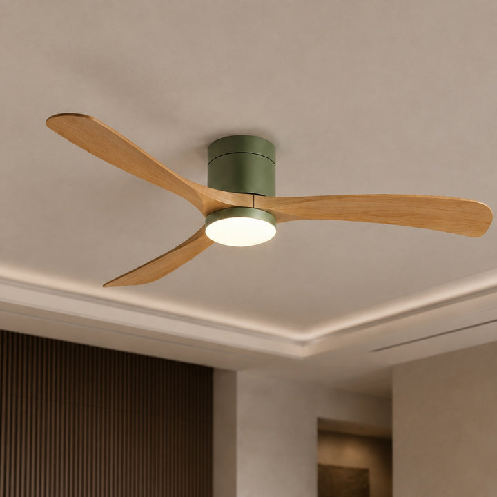 Modern Flush Mount Ceiling Fan with Lights LED Dimmable 2400 Lumens Quiet DC Motor