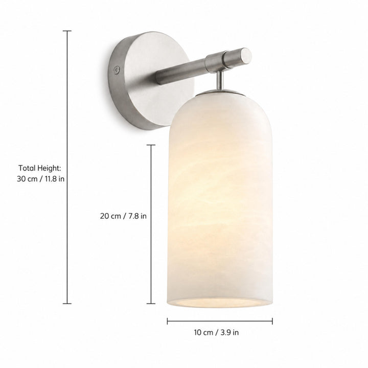 Modern Alabaster Wall Sconce Wall Mounted Metal Light Fixture with LED Compatibility