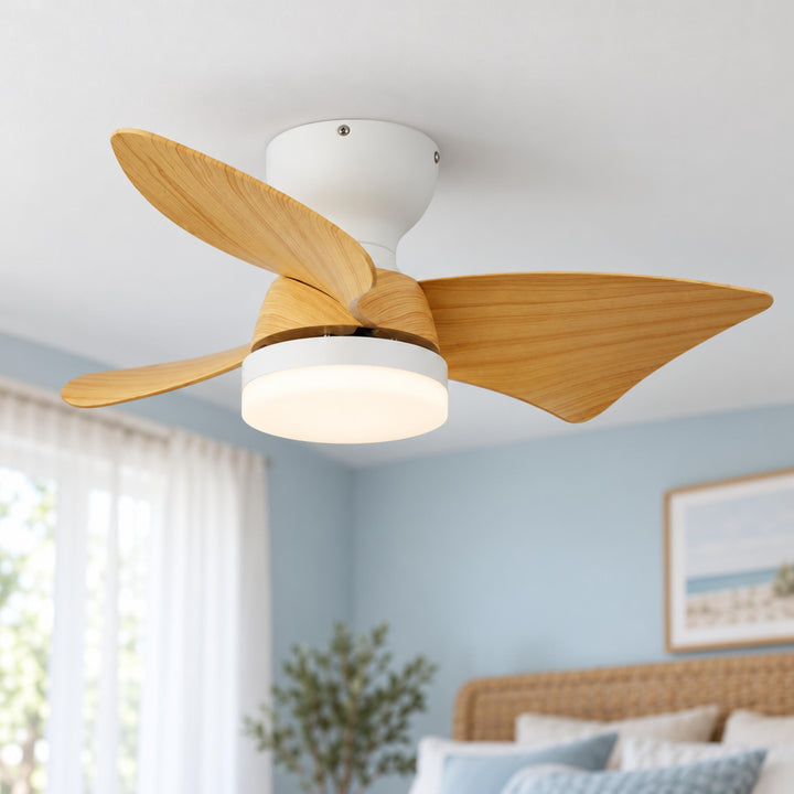 Modern Ceiling Fan Light Wall Mounted Metal Frame Adjustable LED 71cm