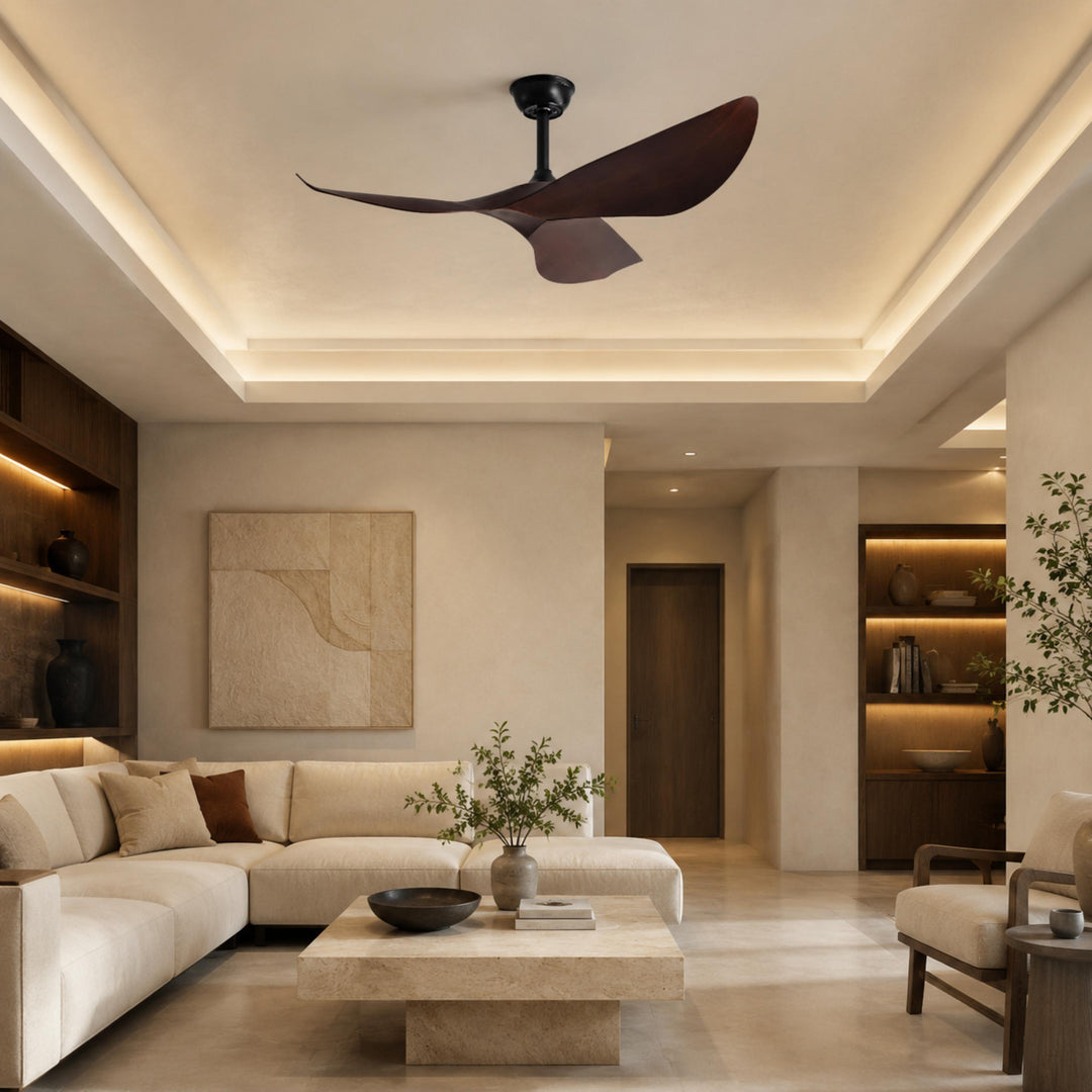 Modern Flush Mount Ceiling Fan with Remote Control DC Motor 6-Speed ABS Blades for Quiet Airflow
