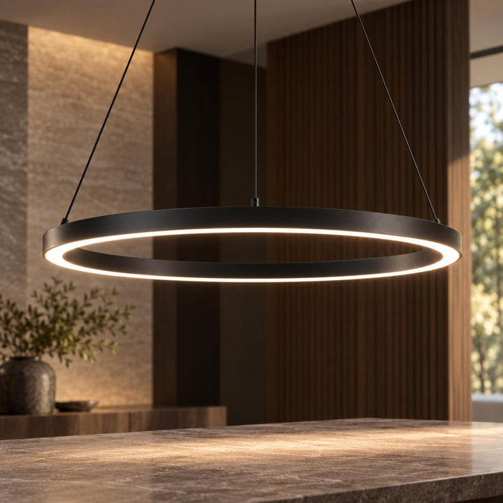 Modern LED Chandelier Light Hanging Aluminum Adjustable Dimmable Acrylic Diffuser Three Sizes